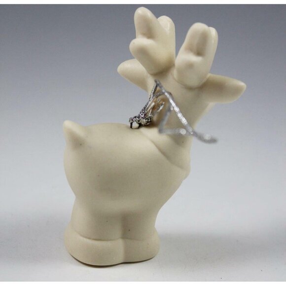 Provo Craft Lot of 4 Bisque Porcelain Ornaments Heart Jingle Bells Reindeer EUC - Picture 7 of 11